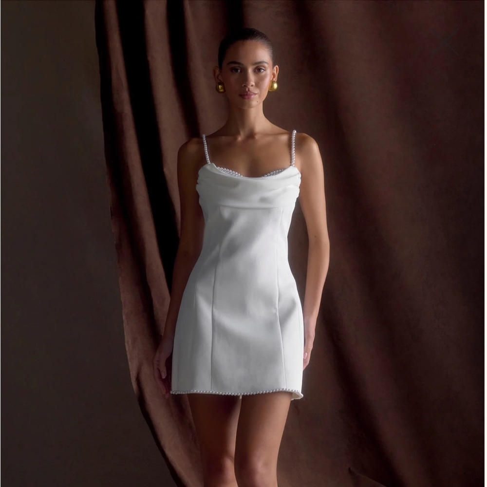 Meshki Satin Elegant White Mini Dress